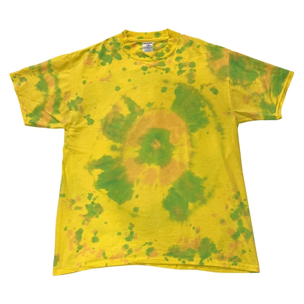 Vintage Jerzees Heavyweight Blend Tie Dye T-Shirt Yellow Green Orange Large